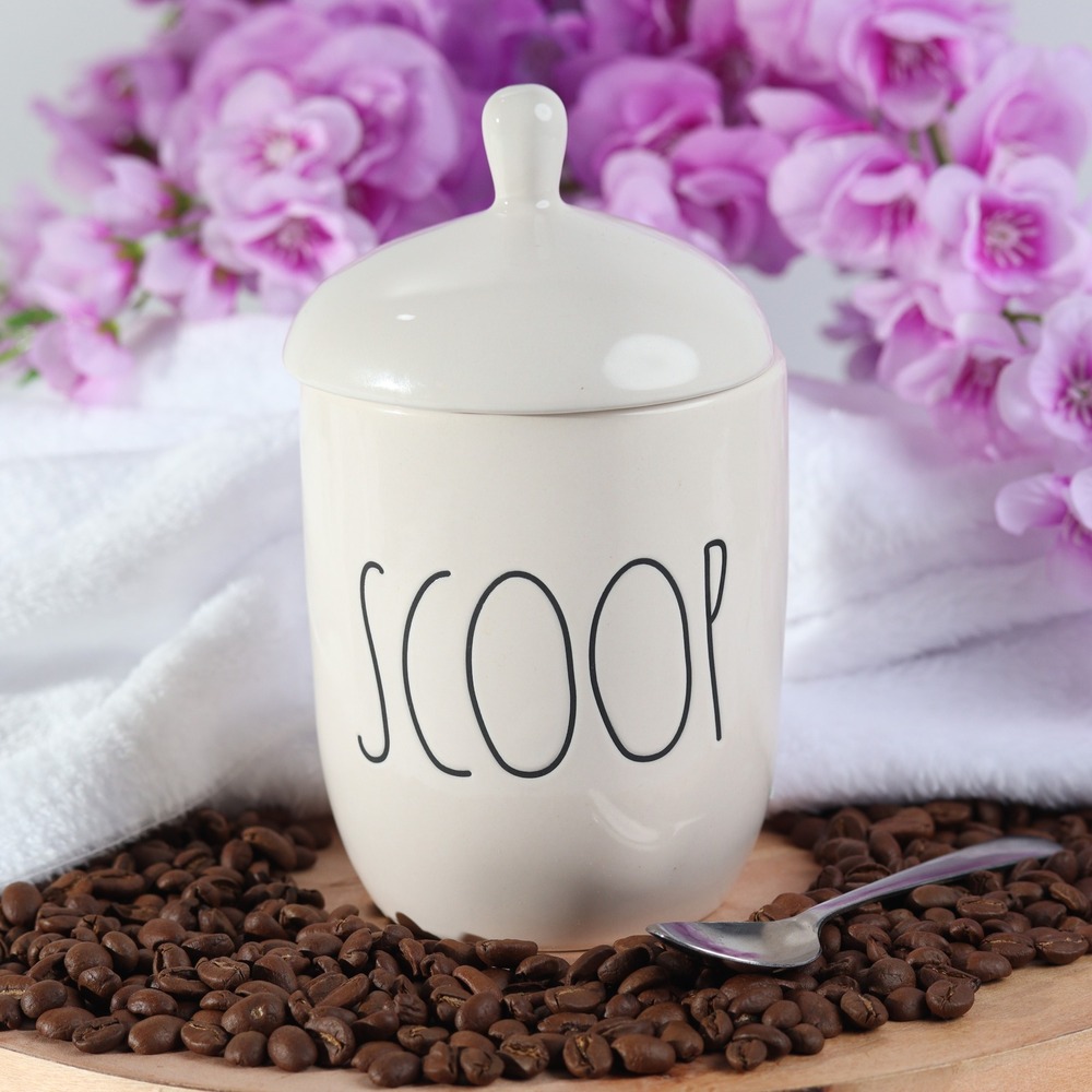 Rae Dunn SCOOP Ceramic Canister with Lid Ivory Artisan Collection by Magenta